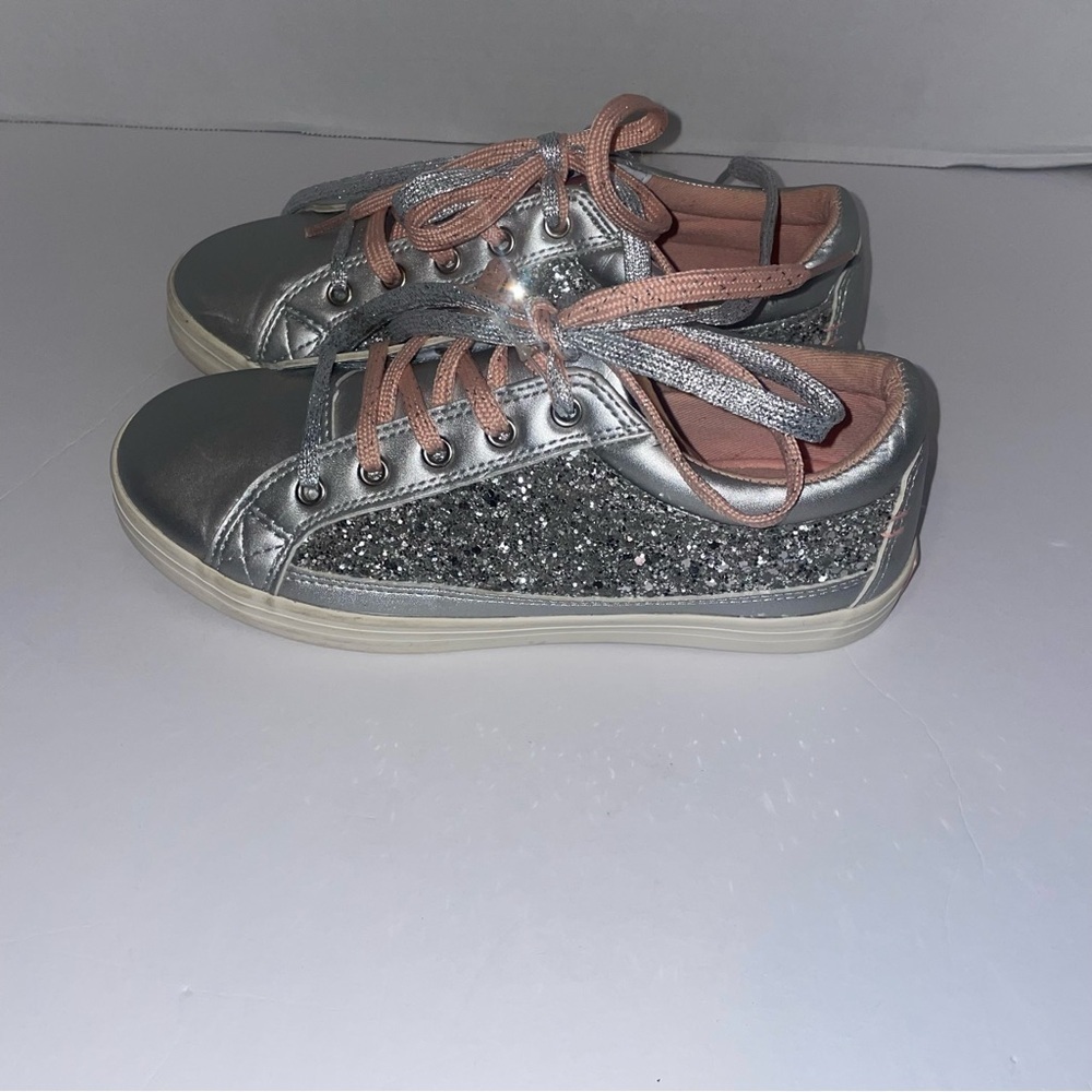 Hanna Anderson Elvira Pink and Silver Glitter Sneakers Size 2 EUC - Picture 3 of 7